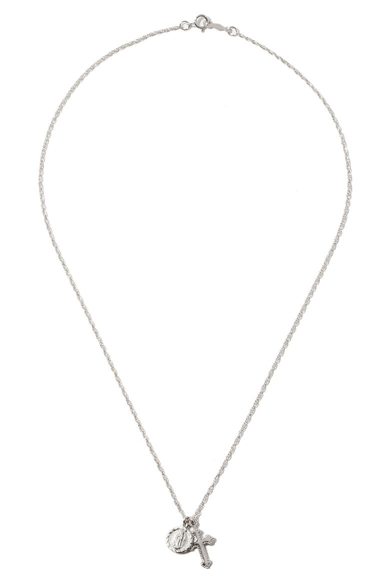 The Hail Mary Dainty Pendant Necklace, Main, color, SILVER