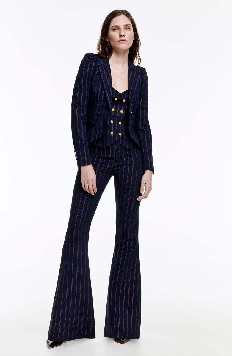 Smythe Stripe Puff Shoulder Blazer, Alternate, color, 