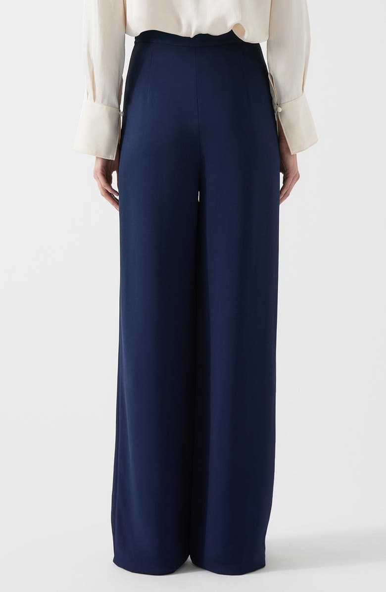 LK Bennett Olive Crepe Sailor Trousers, Alternate, color, Navy