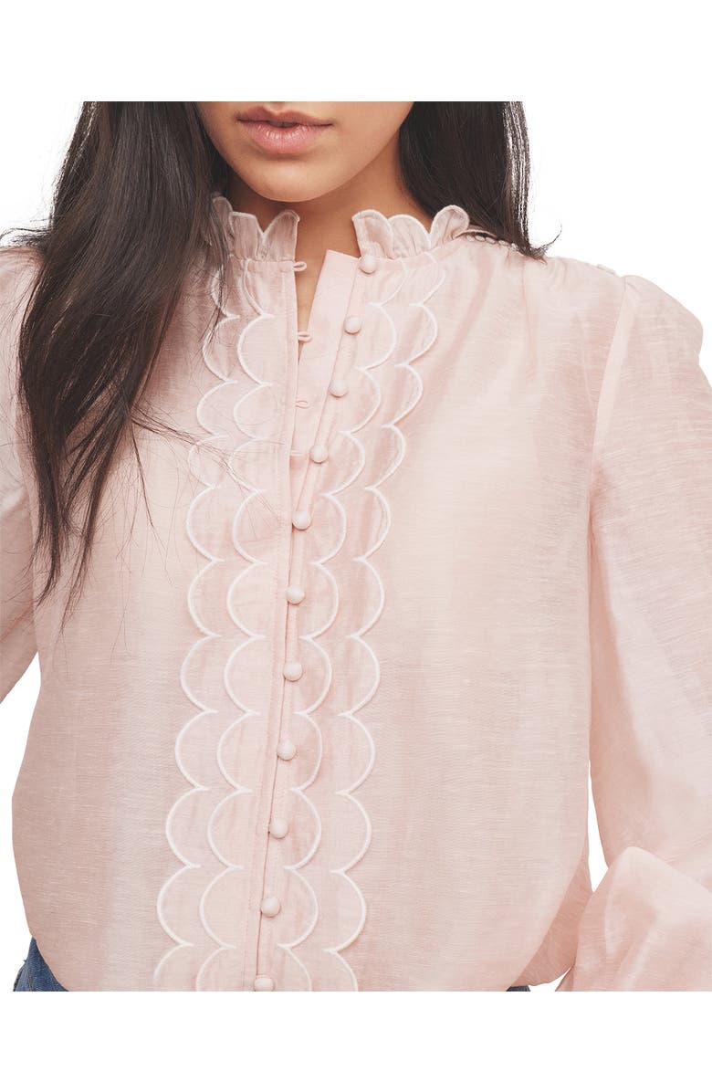 MINT VELVET Embroidered Ruffle Blouse, Alternate, color, Light Pink