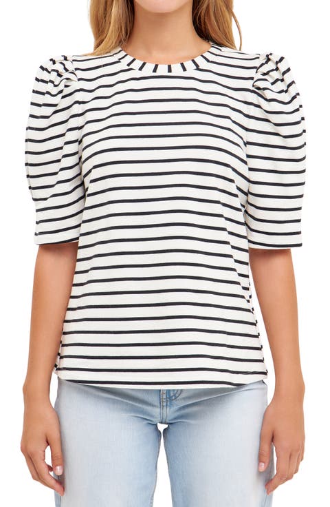 Stripe Puff Sleeve Top