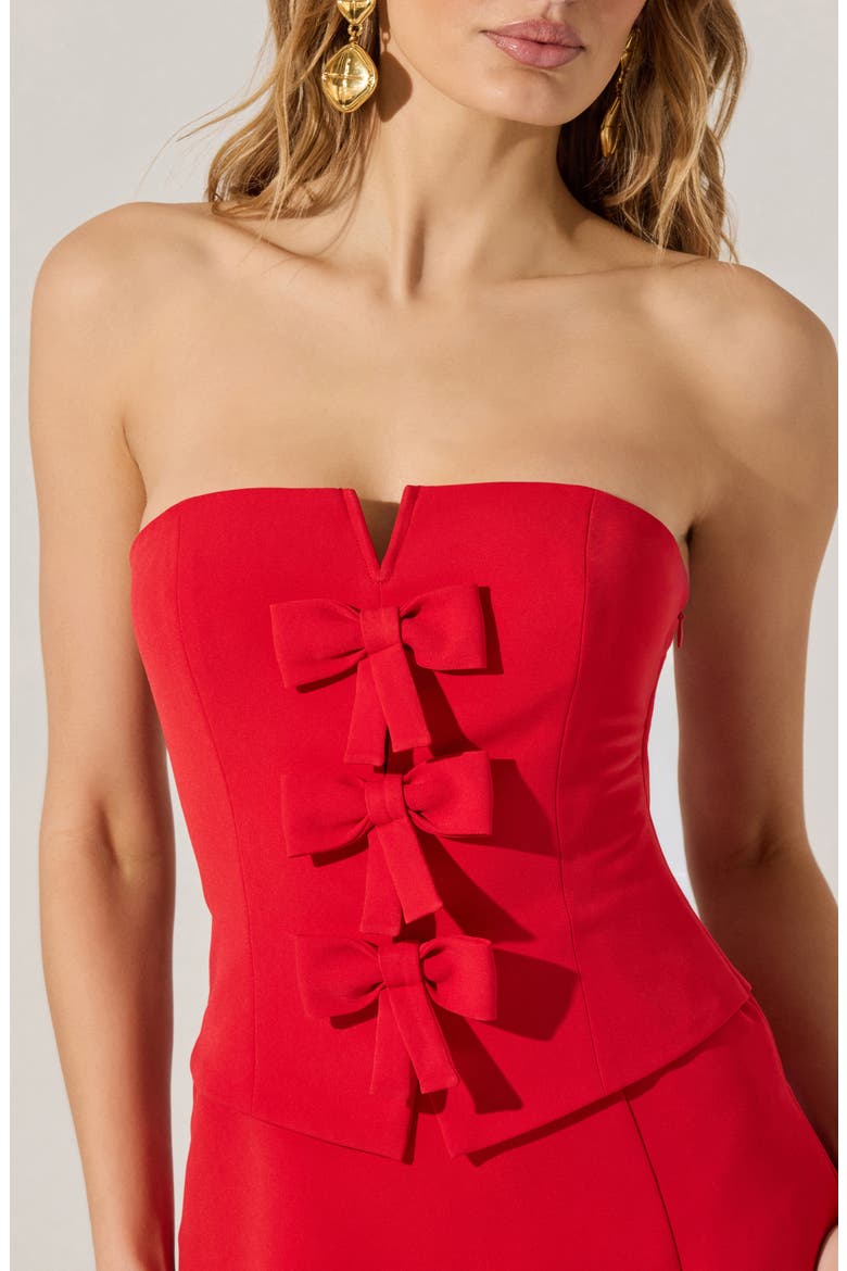 Bow Detail Strapless Sheath Dress, Alternate, color, RED