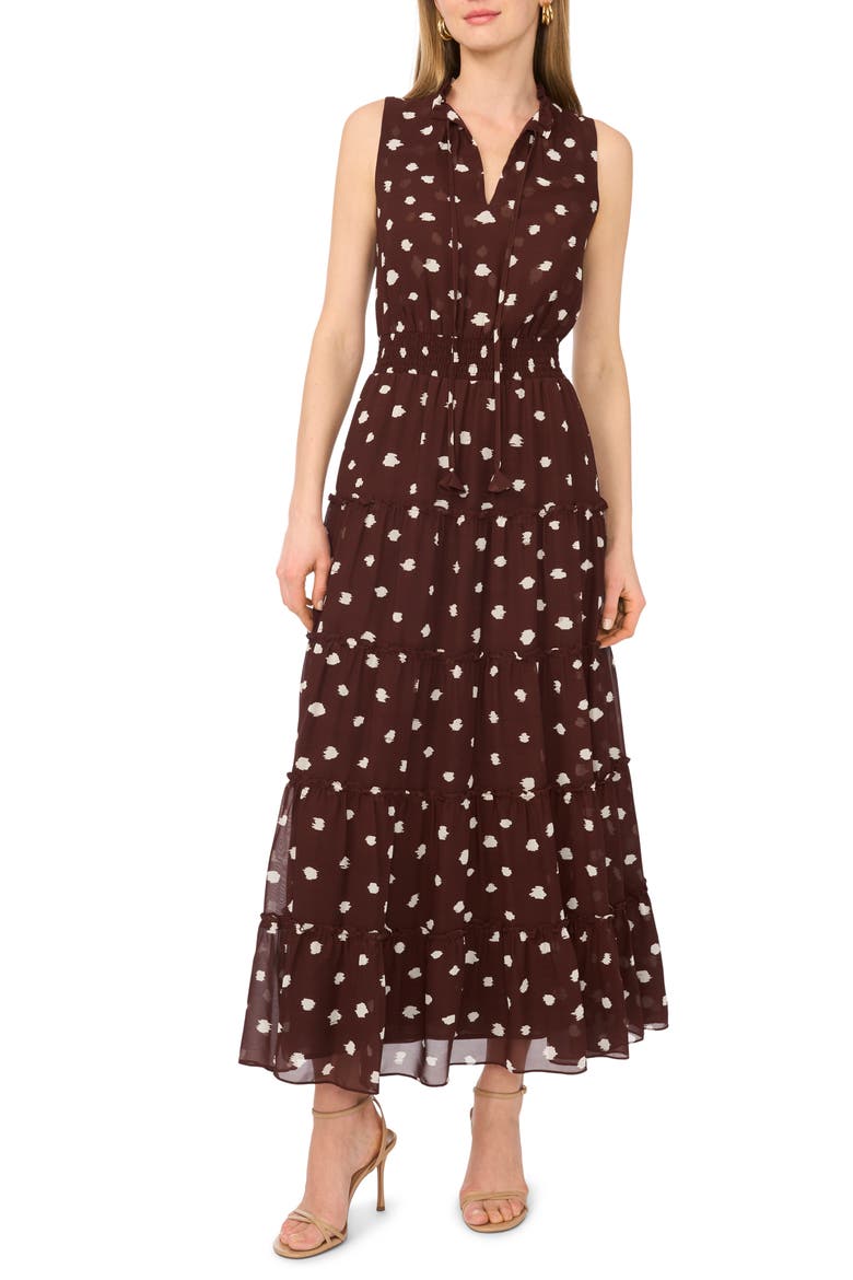 Split Neck Maxi Dress, Main, color, MAHOGANY