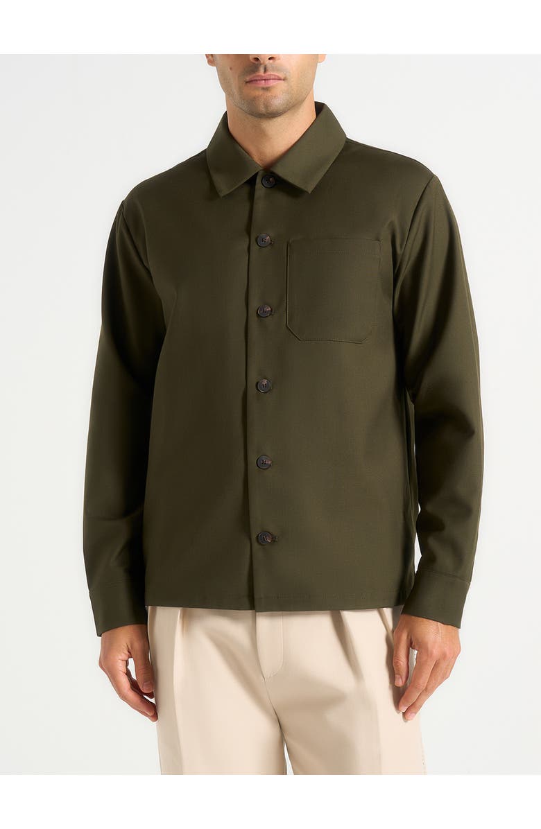 Manière De Voir Valentin Classic Long Sleeve Shirt, Main, color, Olive