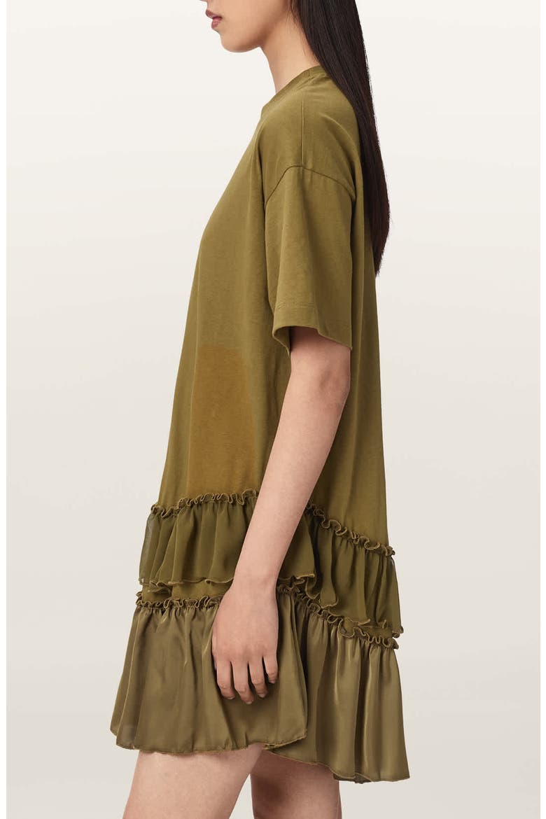 Feyre Ruffle Tiered Cotton T-Shirt Minidress, Alternate, color, KHAKI GREEN