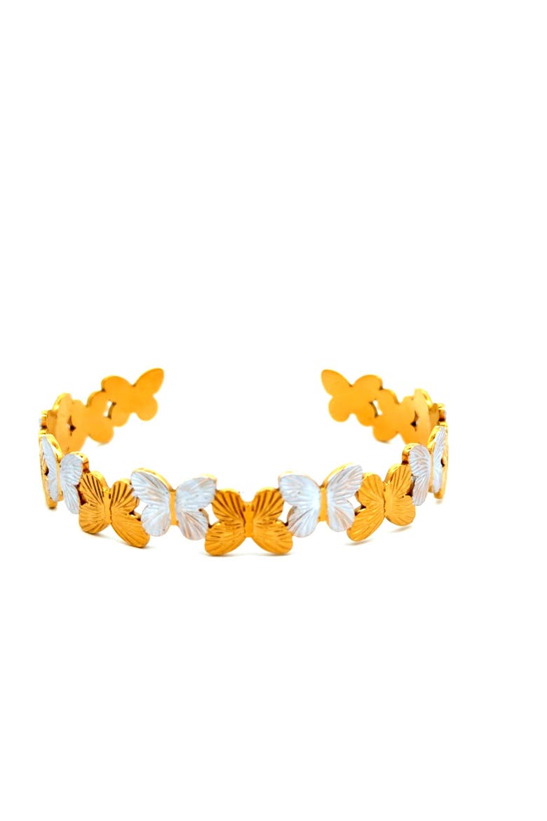 Two Tone Butterfly Cuff Bracelet, Main, color, Yellow