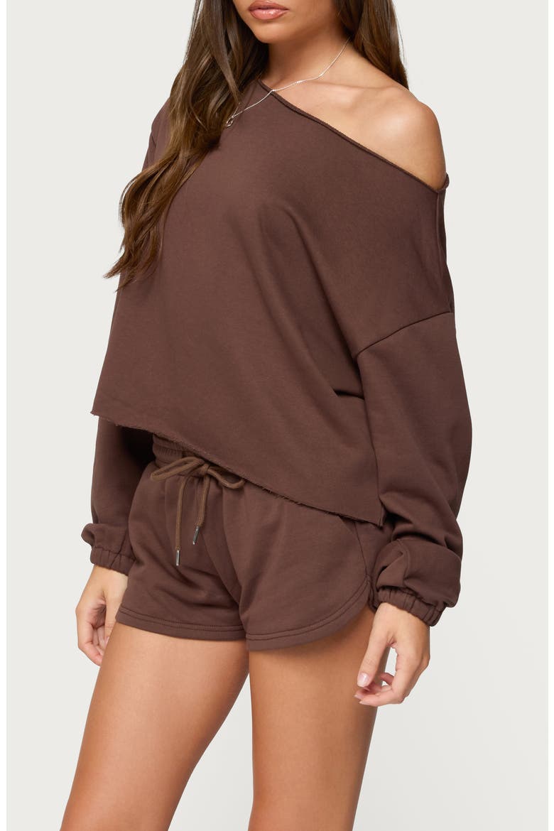 Kordelia One-Shoulder Sweatshirt, Alternate, color, BROWN