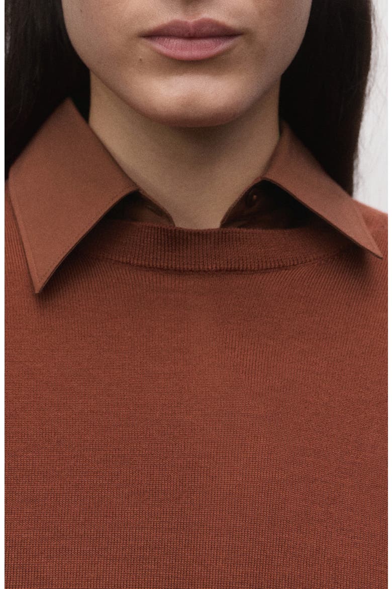 Crewneck Wool Sweater, Alternate, color, RUSSET
