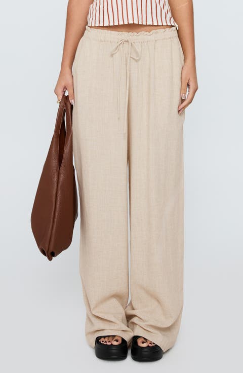 Seascape Tie Waist Wide Leg Pants