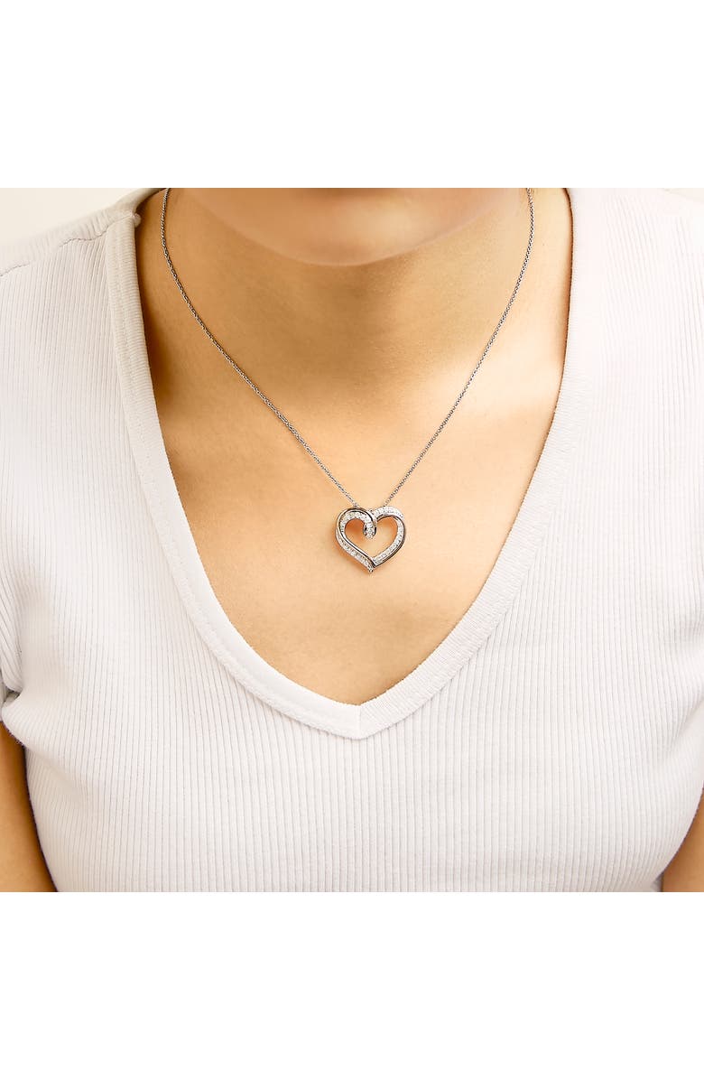 Haus of Brilliance 14K Rose Gold Plated Sterling Silver 1/2 Cttw Diamond Open Heart Pendant Necklace, Alternate, color, White Gold Over Silver