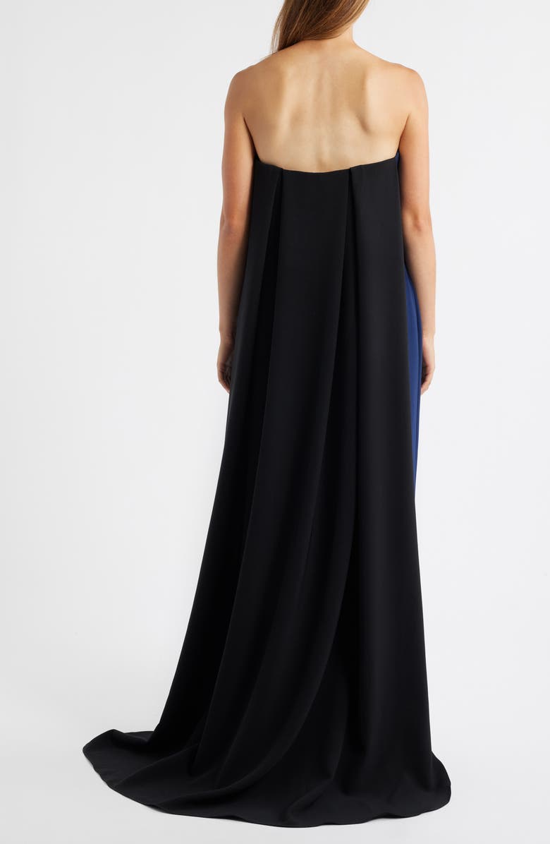 Amsale Strapless Crepe Gown, Alternate, color, Navy/ Black