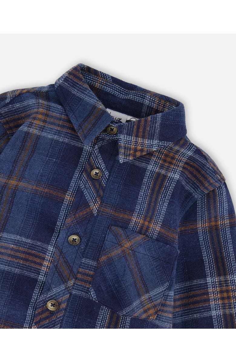 Deux par Deux Long Sleeve Flannel Shirt, Alternate, color, Blue And Brown Plaid