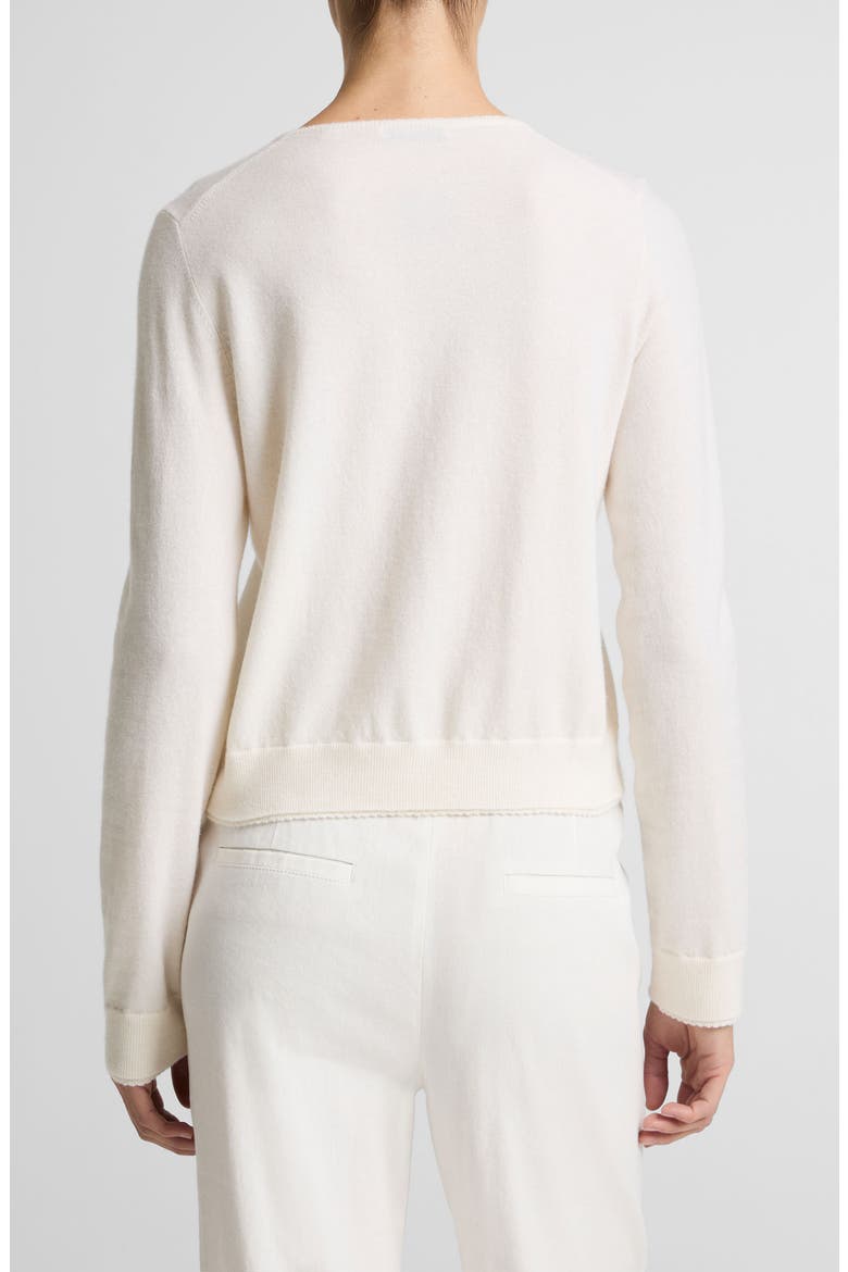 Scallop Trim Button Front Cardigan, Alternate, color, OFF WHITE