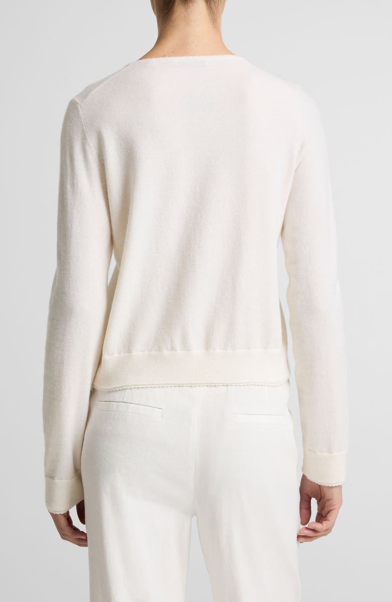 Vince Scallop Trim Button Front Cardigan, Alternate, color, Off White