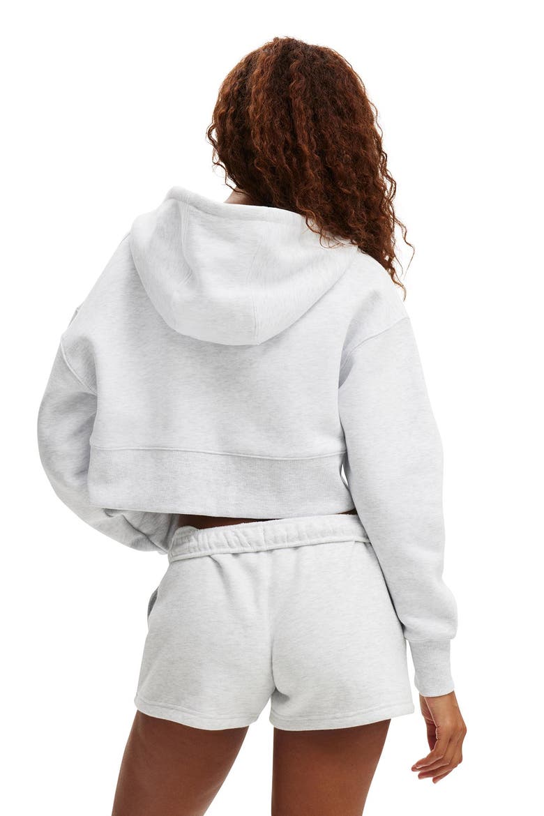 Women's Active Plush Boxy Cropped Zip Through, Alternate, color, Cloudy Grey Marle