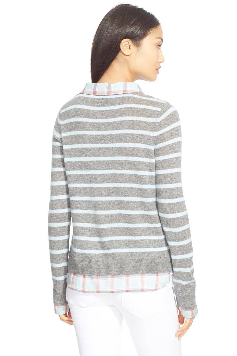 'Rica F' Stripe Cashmere Sweater, Alternate, color, HEATHER GREY/ HEATHER MINERAL
