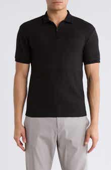 DENIM AND FLOWER Geometric Zip Polo