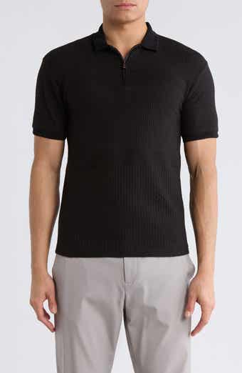 DENIM AND FLOWER Geometric Zip Polo