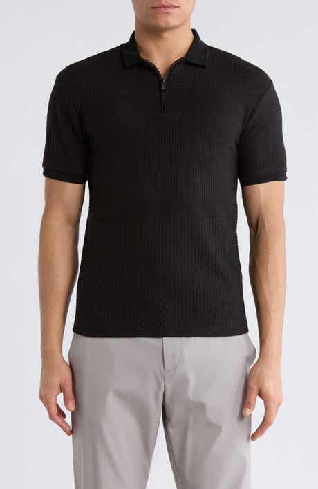 DENIM AND FLOWER Geometric Zip Polo