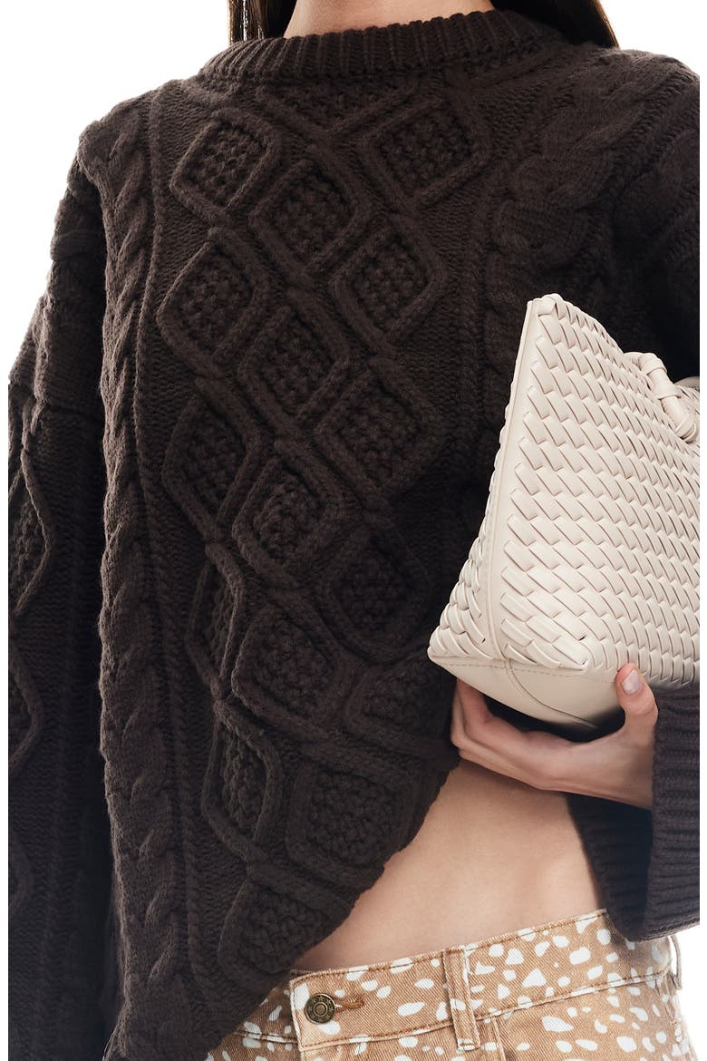 Gigi Oversize Cable Stitch Sweater, Alternate, color, CHOCOLATE