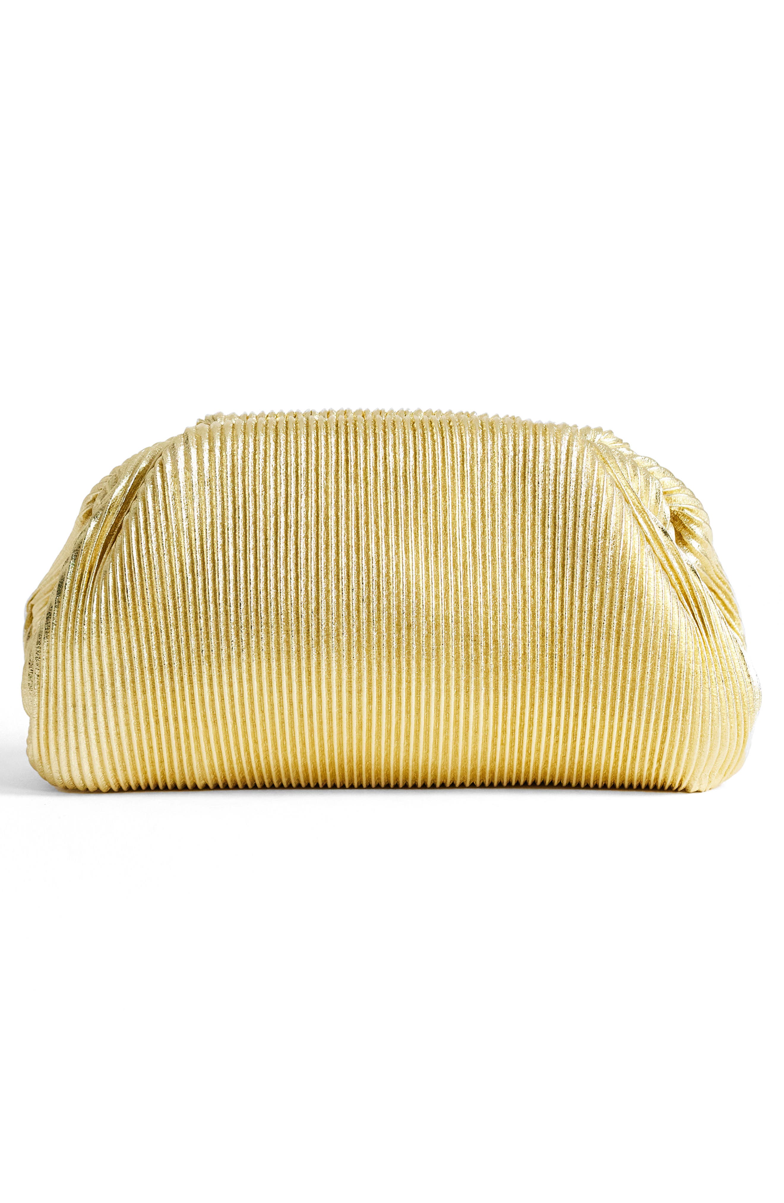 Golde Medium Faux Leather Clutch, Alternate, color, GOLD