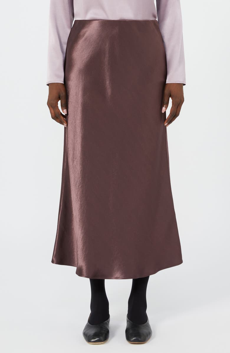 MM by Max Mara Alessio Satin Midi Skirt, Main, color, Bordeaux