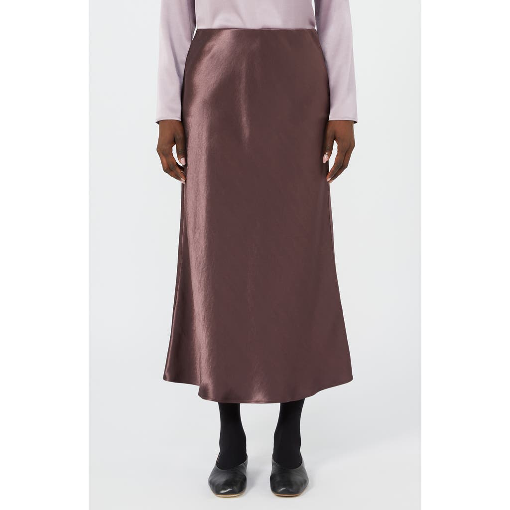 Mm By Max Mara Alessio Satin Midi Skirt In Burgundy
