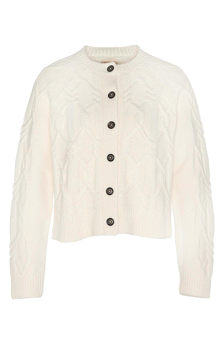 Barbour Lorelei Cable Wool Blend Cardigan, Alternate, color, Ecru Beige
