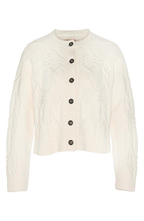 Barbour Lorelei Cable Wool Blend Cardigan In Brown