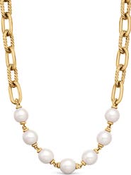David Yurman DY Madison® Pearl Chain Necklace in 18K Yellow Gold