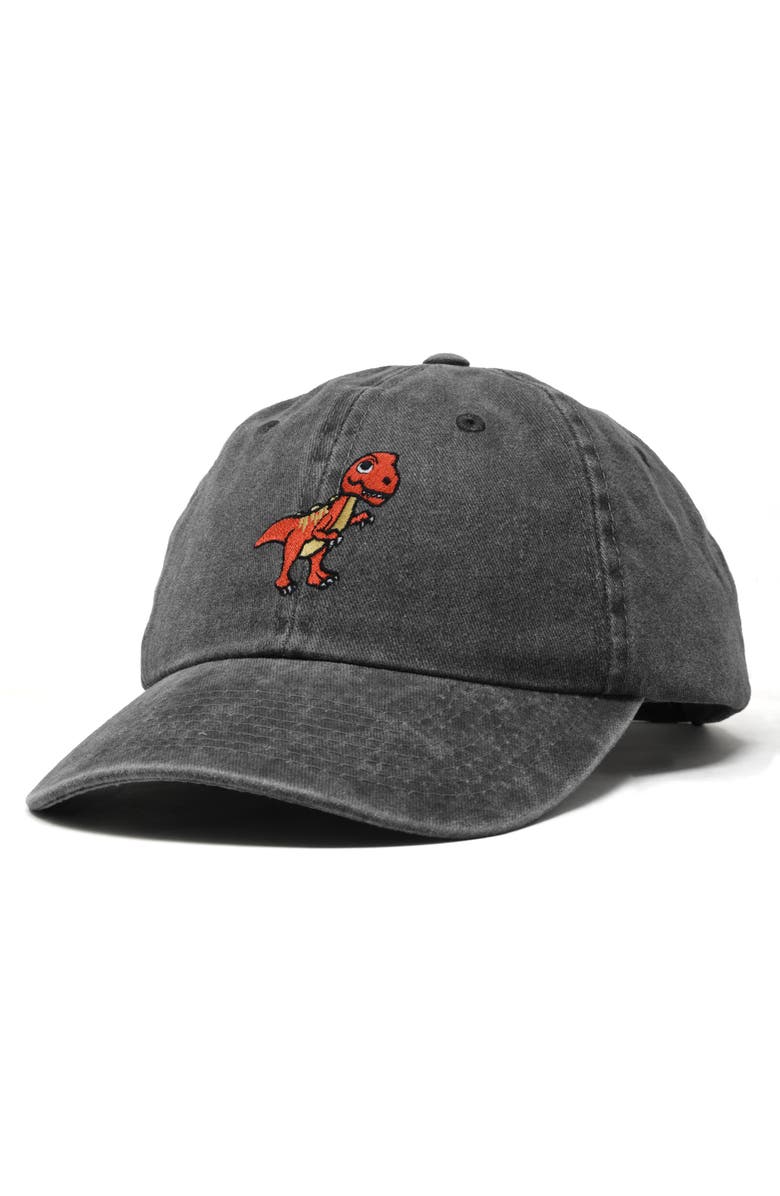 Dalix T-Rex Embroidered Casual Cap, Alternate, color, Washed Black