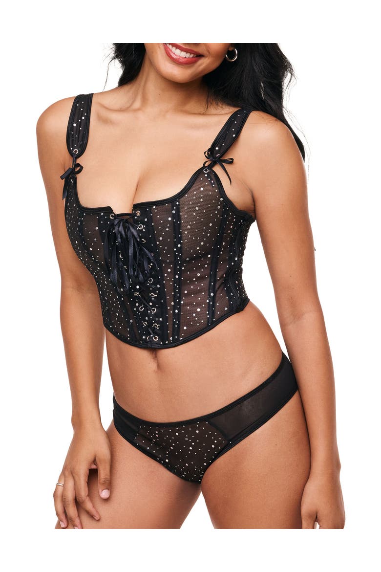 Diamond Corset & Panty Set, Main, color, Black