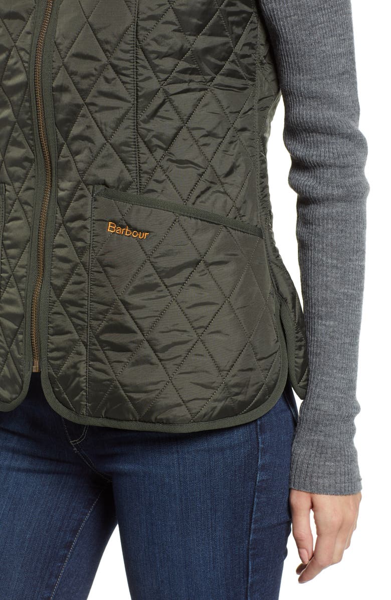 Barbour Betty Quilted Fleece Lined Vest, Alternate, color, Dark Olive