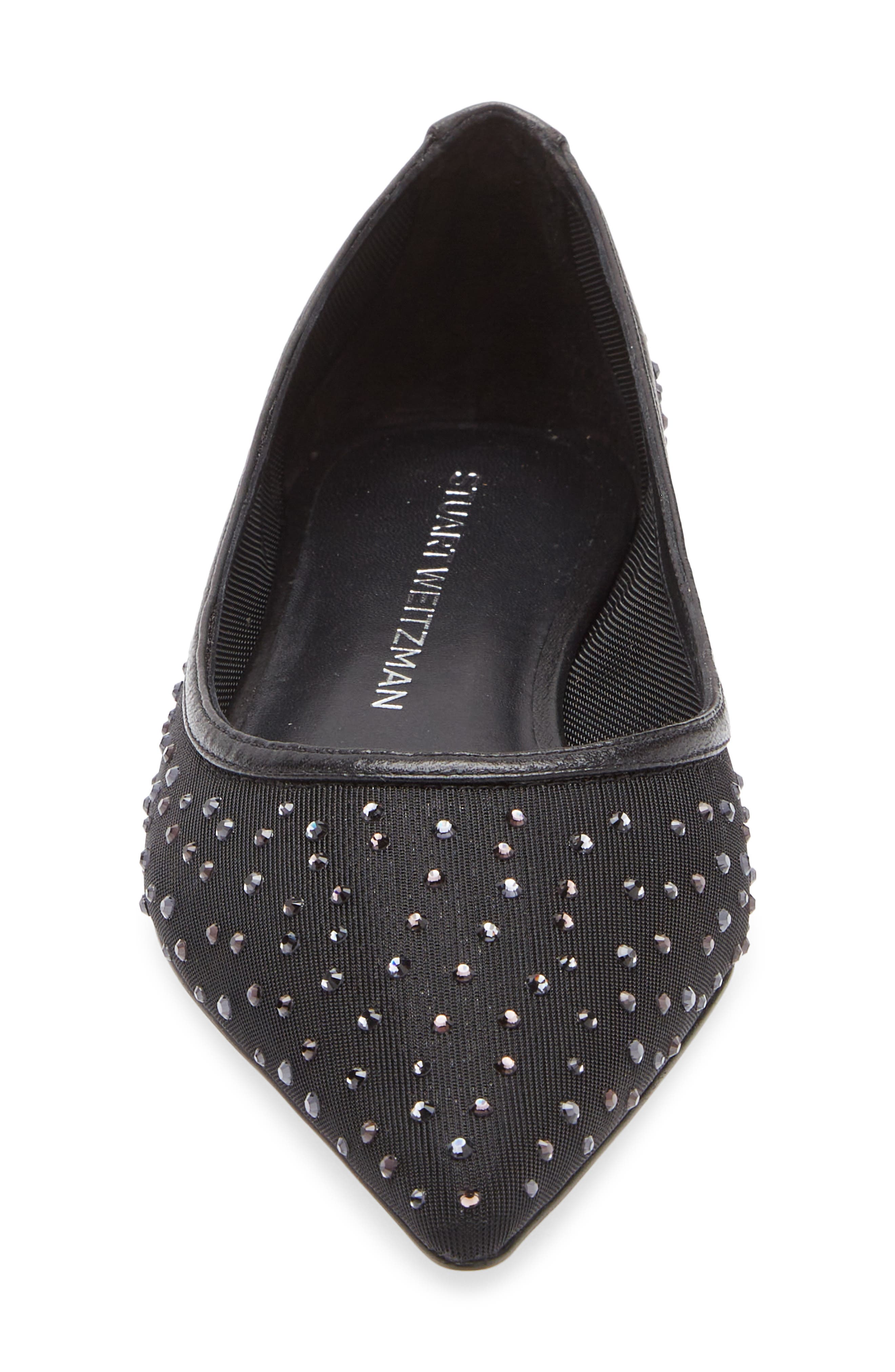 Stuart Weitzman Emilia Mesh Flat, Alternate, color, Black