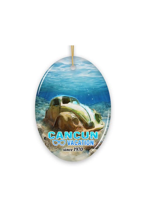 Cancun Diving Oval Ceramic Ornament