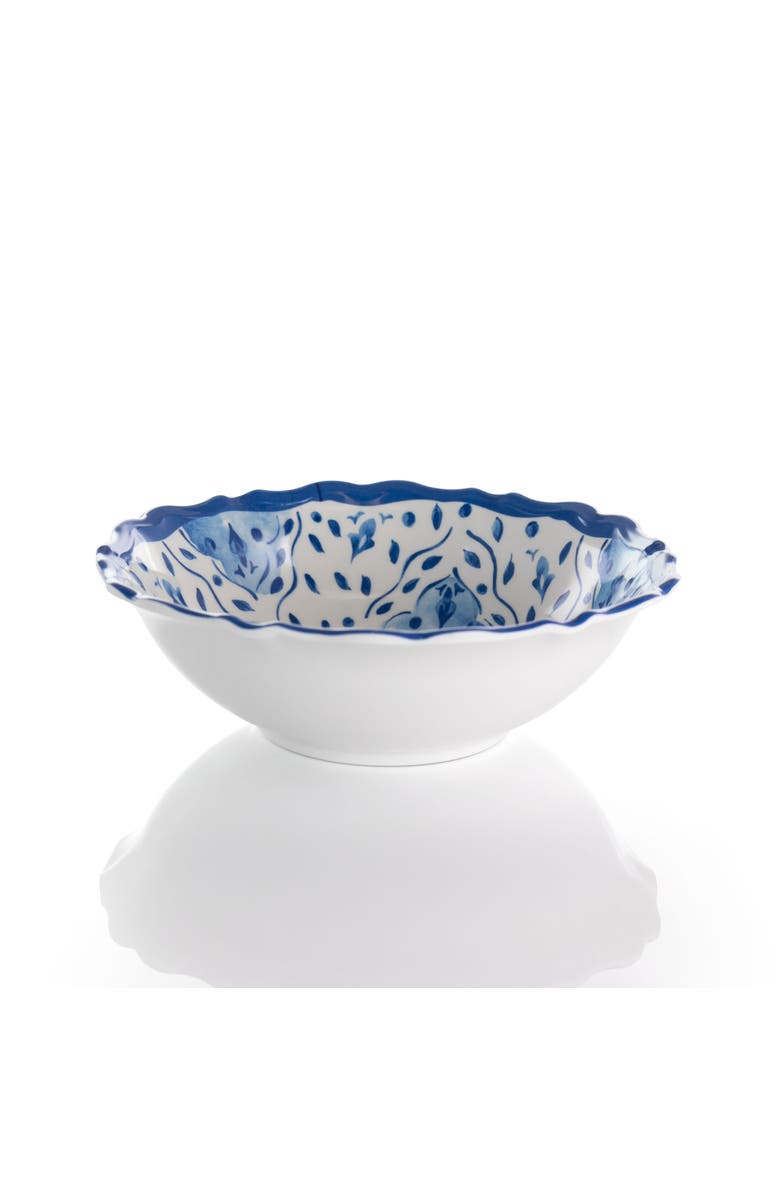 Elama Blue Garden 12 Piece Scalloped Lightweight Melamine Dinnerware Set, Alternate, color, Blue