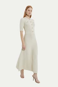 Karen Millen Rib Knit Military Trim Maxi Dress
