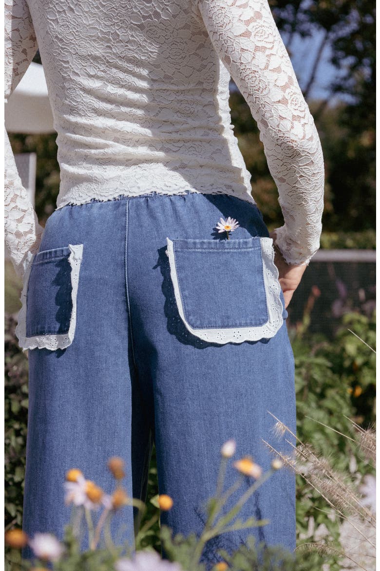 Siun Wide Leg Denim Joggers, Alternate, color, MEDIUM WASH
