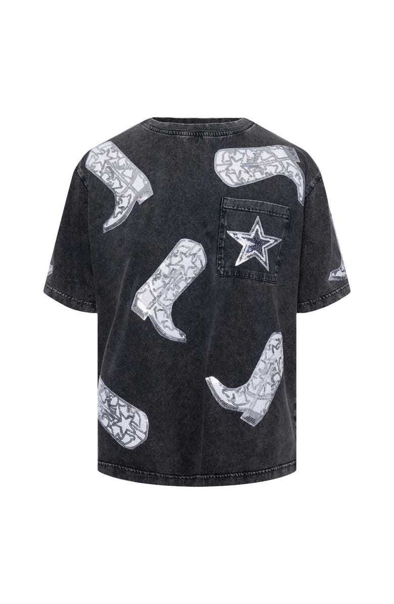 GAMEDAY COUTURE Women's Gameday Couture Gray Dallas Cowboys Cheerleaders Sequin Boots Oversized T-Shirt, Alternate, color, Gray