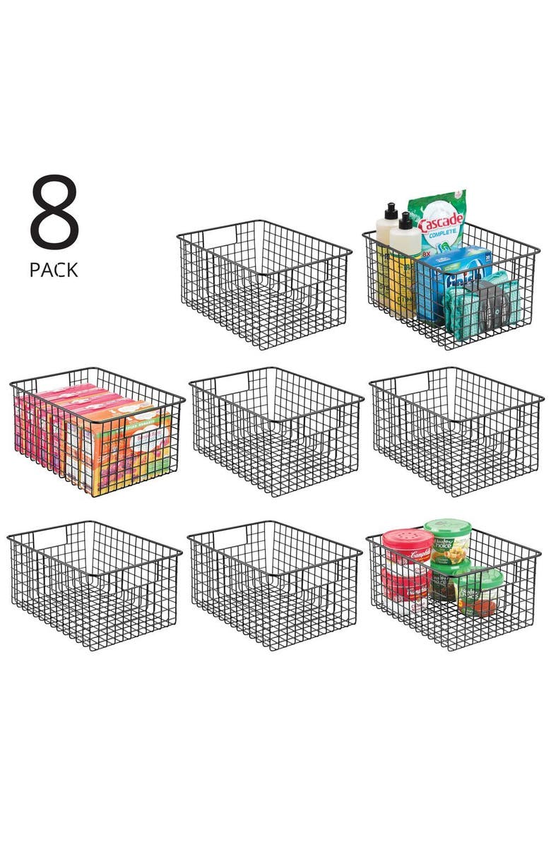 mDesign Metal Wire Food Organizer Basket with Built-In Handles, 12 x 9 x 6 - 8 Pack, Alternate, color, 