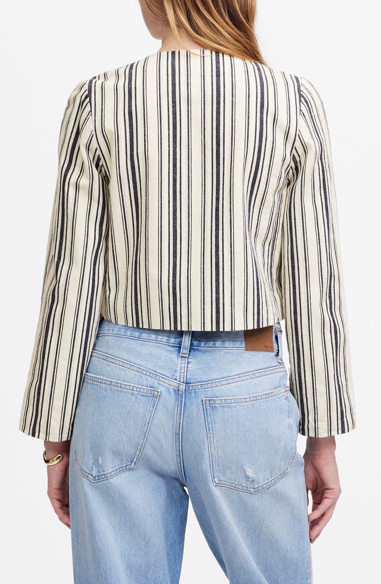 Madewell Stripe Crop Cotton & Linen Jacket, Alternate, color, Vintage Ivory