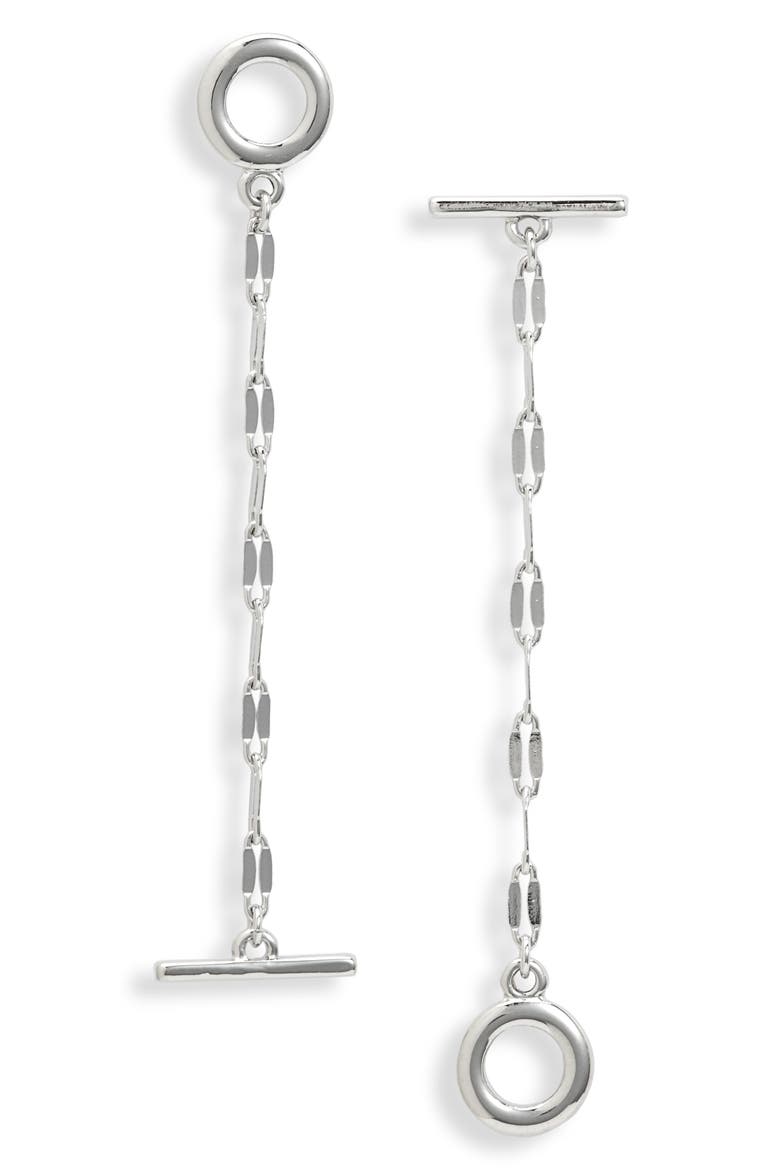 Mismatched Drop Earrings, Main, color, RHODIUM