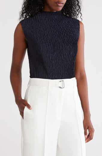 DKNY Funnel Neck Pleated Woven Top