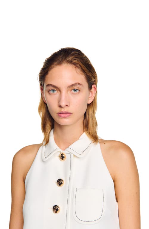 Sandro Melodie Peter Pan Collar Dress In Ecru