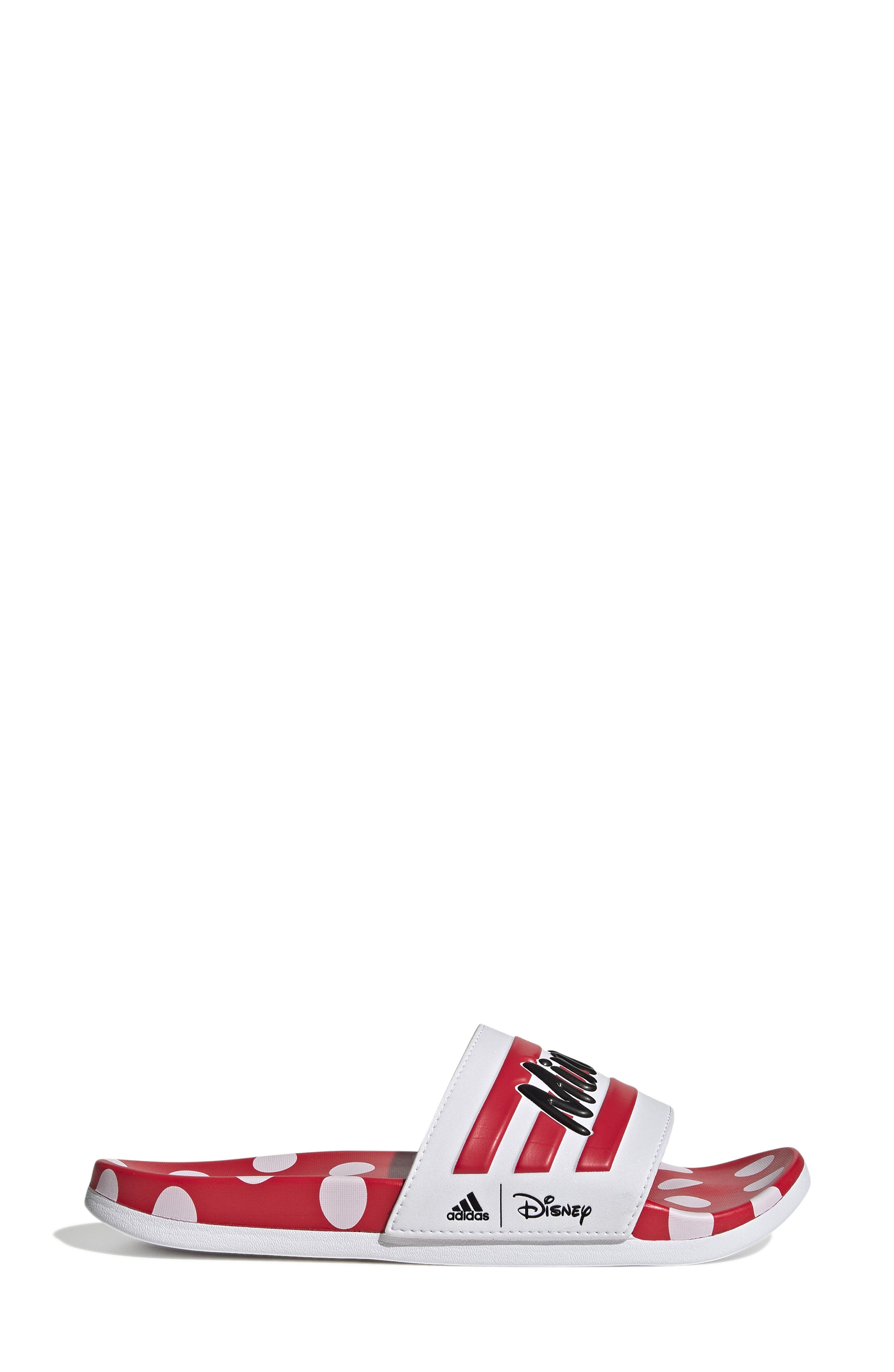 Adilette Comfort Slide Sandal, Alternate, color, WHITE/ RAY RED/ CORE BLACK