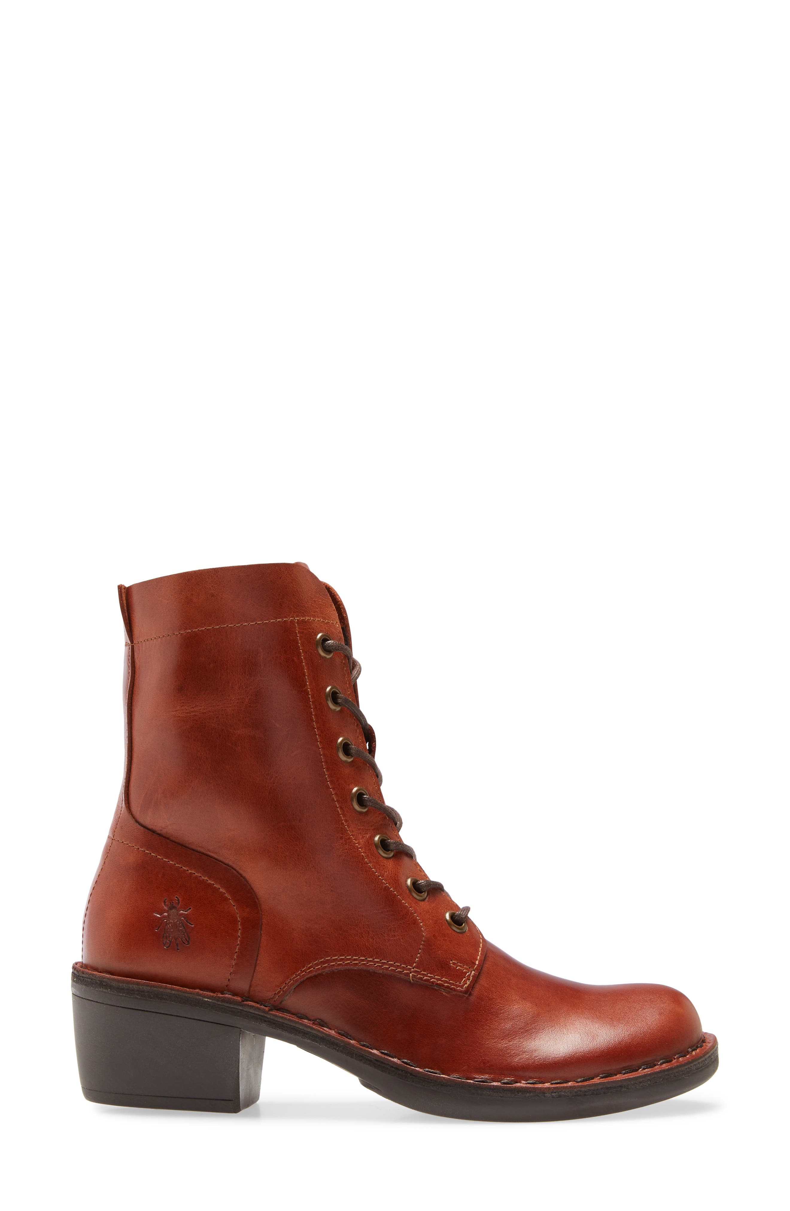 Milu Lace-Up Leather Boot, Alternate, color, BRICK LEATHER