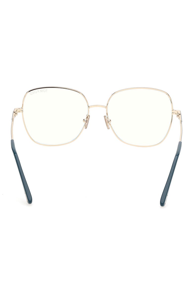 56mm Square Blue Light Blocking Glasses, Alternate, color, SHINY TEAL PALE GOLD BLUE