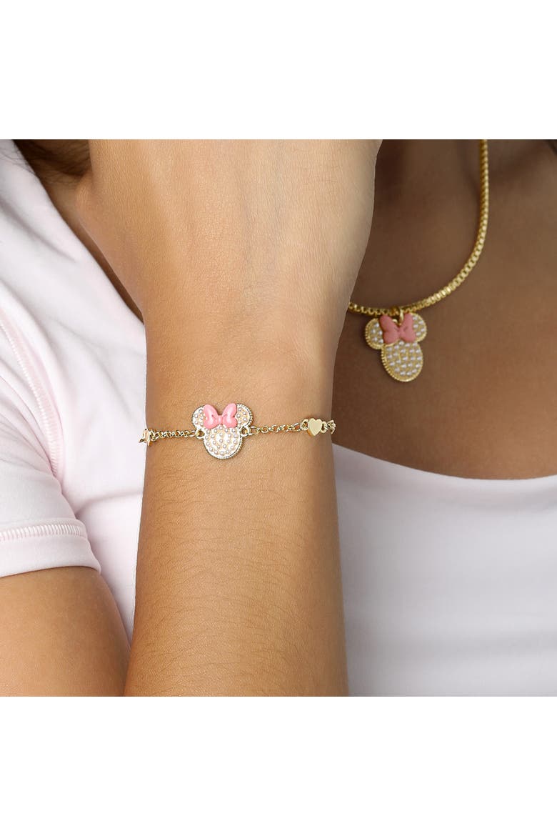 Minnie Mouse Bracelet, 18k Gold Flash Plated, Adjustable Lariat, Alternate, color, Gold tone