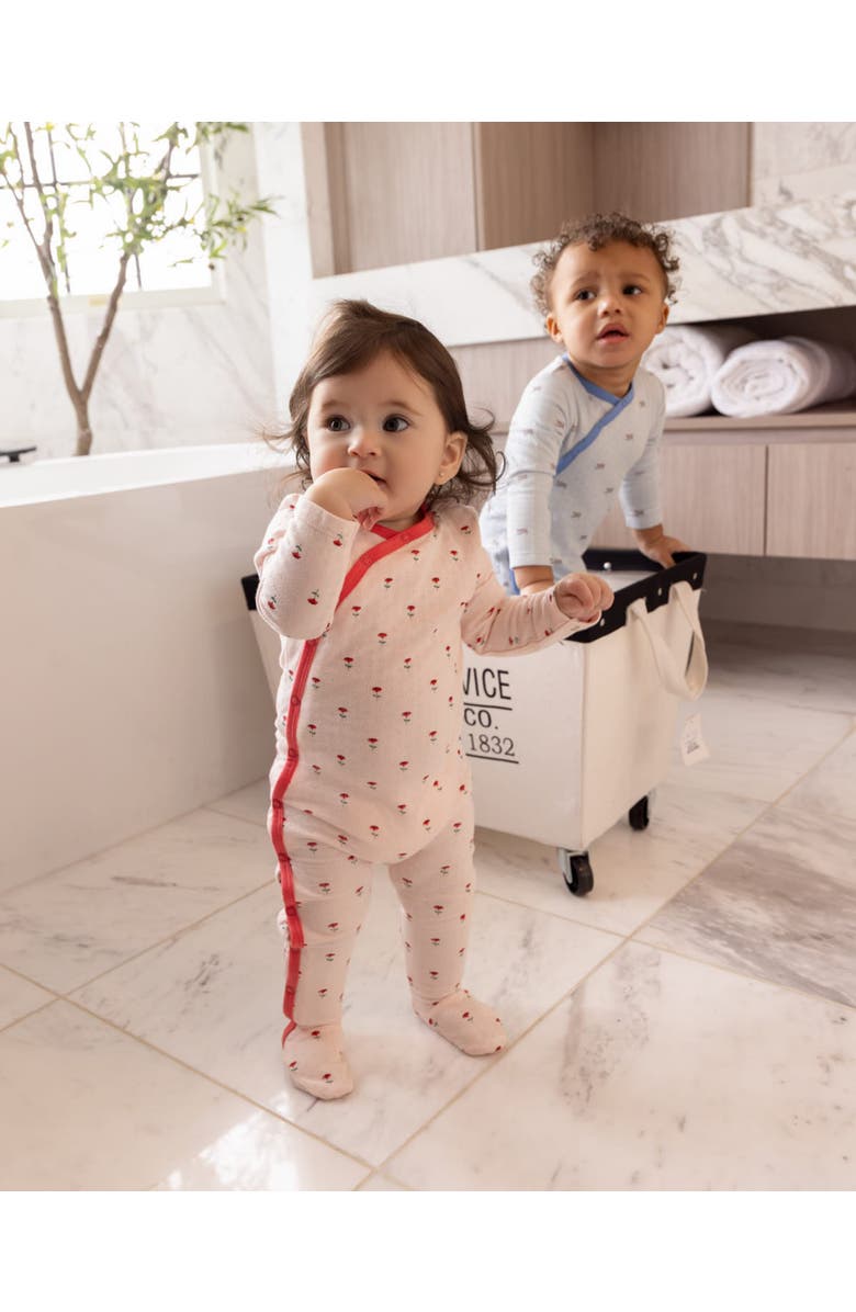 MiniMoi Baby Floral Pointelle Footie, Alternate, color, Pink