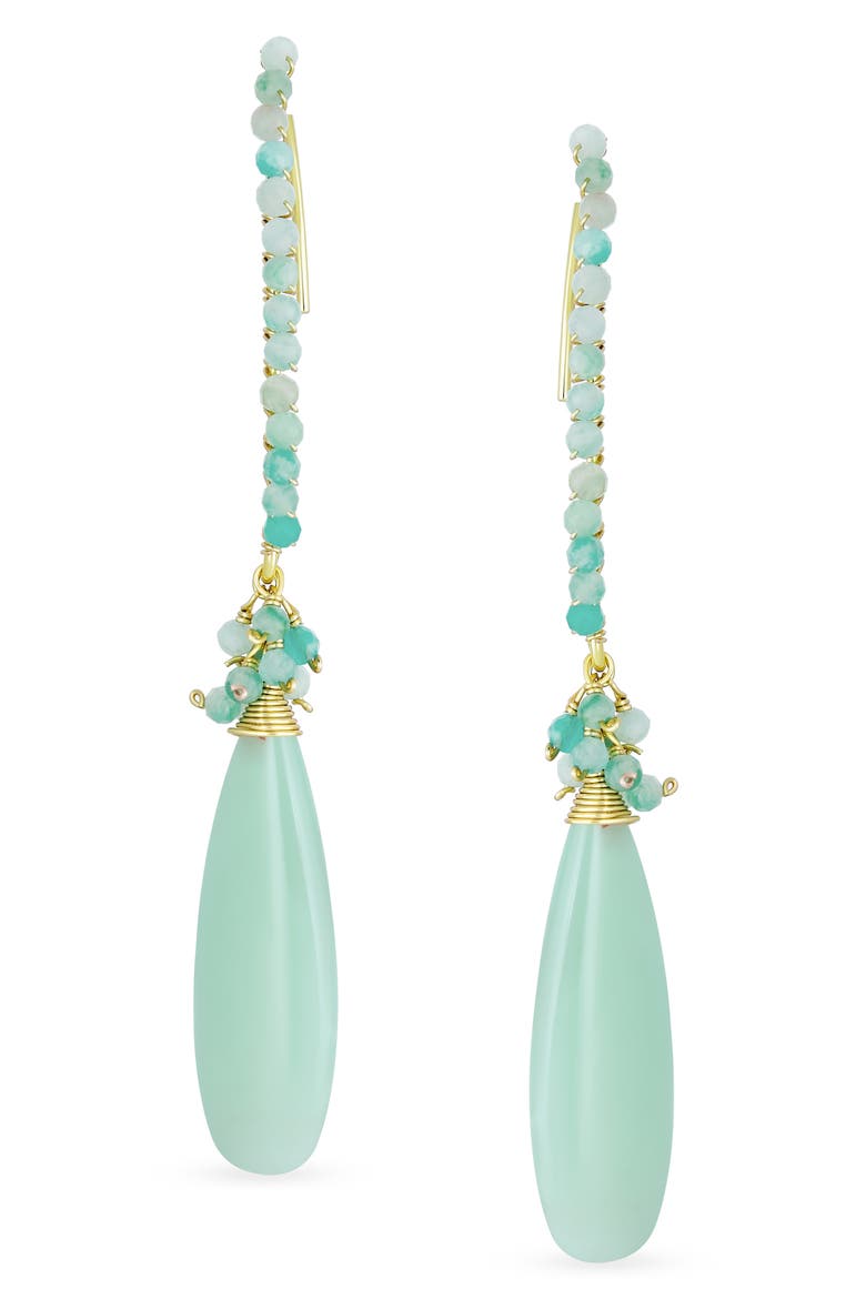 Cluster Teardrop Earrings, Alternate, color, GREEN